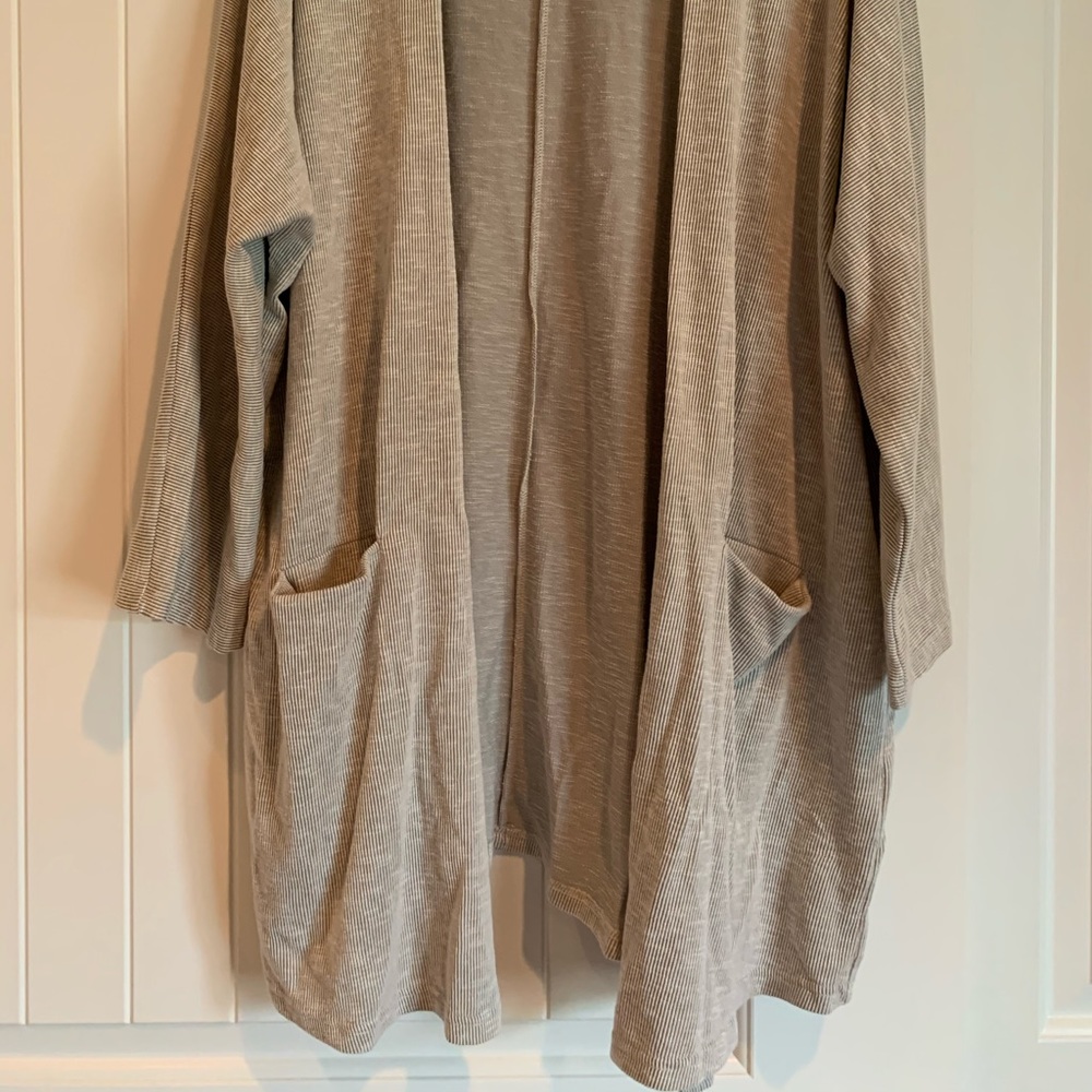Taupe Ribbed Cardigan - Picture 2 of 2